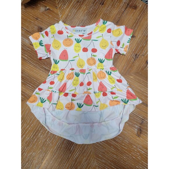 Little Jo Lemon Toddler Girls 4T Yellow Ruffle Leggings & Fruit Print Tunic Set - Picture 2 of 5